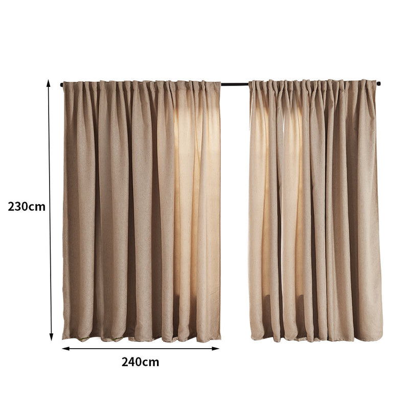 2X Blockout Curtains Curtain Living Room Window Buff 240CM x 230CM