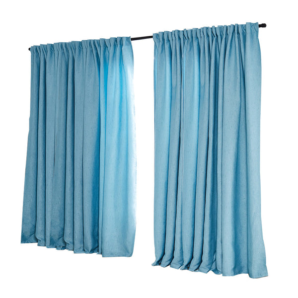 2X Blockout Curtains Curtain Living Room Window Blue 240CM x 230CM