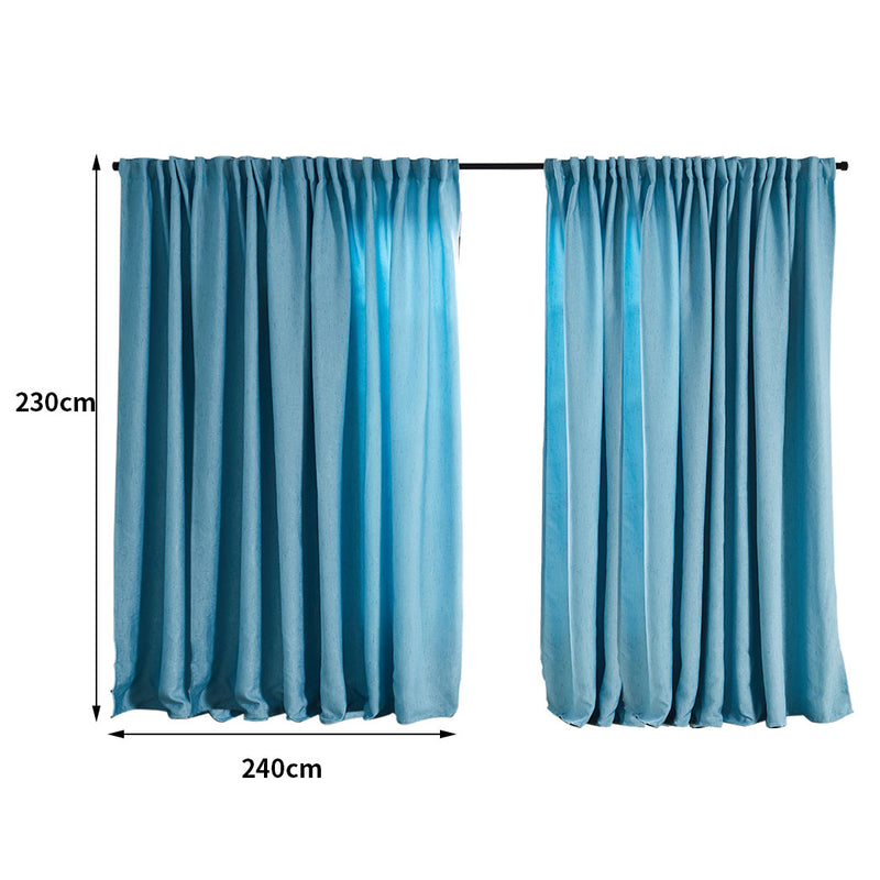 2X Blockout Curtains Curtain Living Room Window Blue 240CM x 230CM