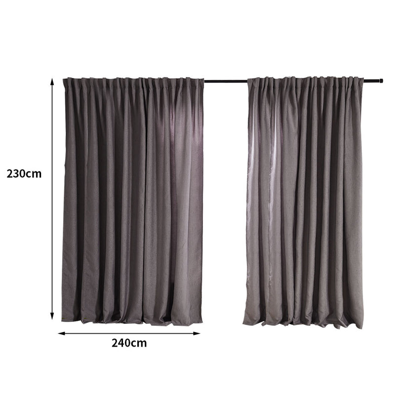 2X Blockout Curtains Curtain Living Room Window Grey 240CM x 230CM