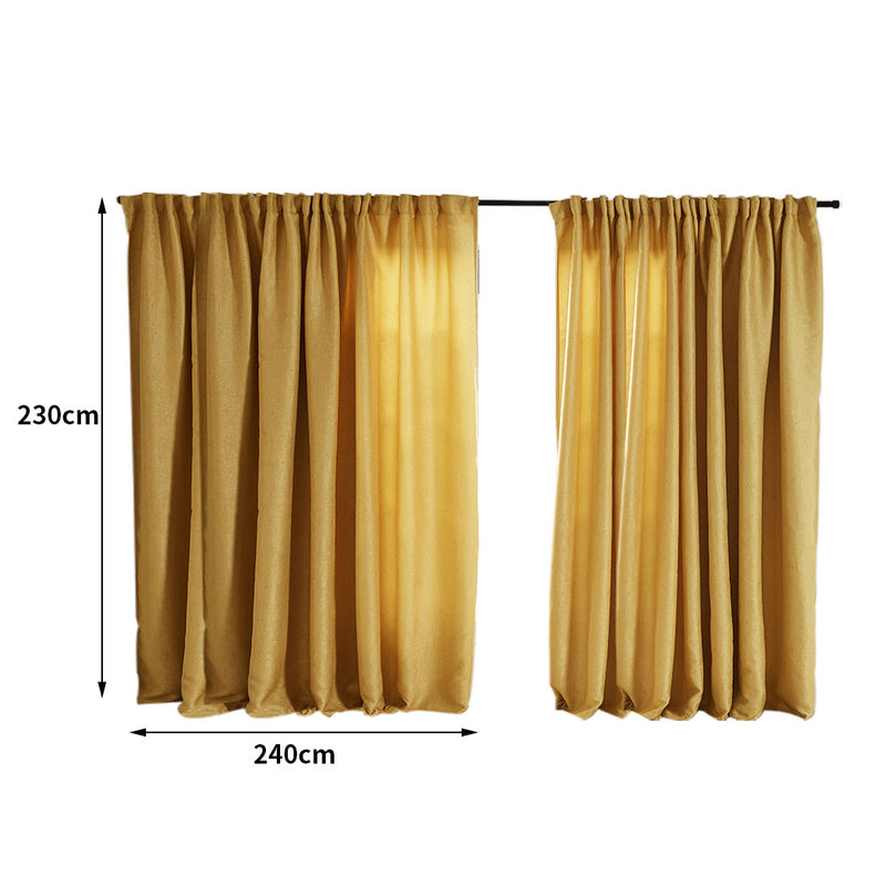 2X Blockout Curtains Curtain Living Room Window Mustard 240CM x 230CM