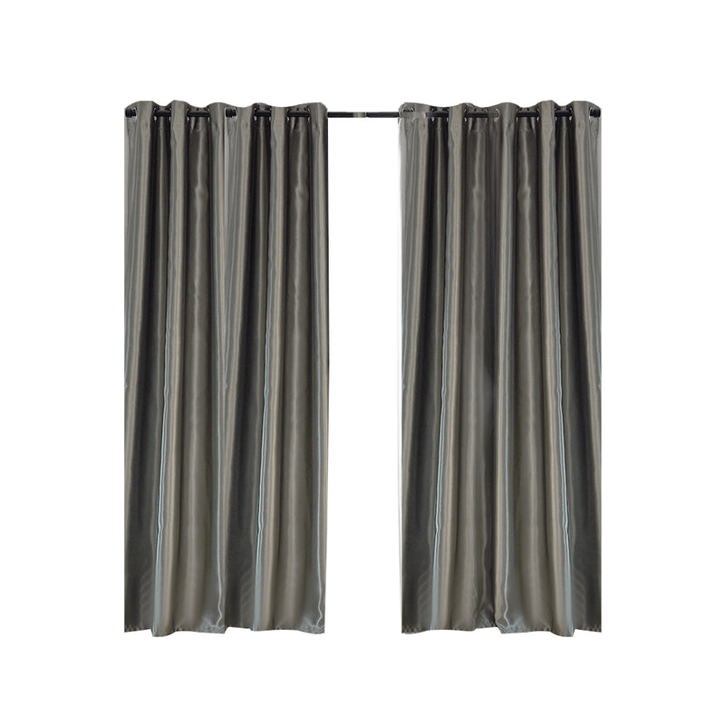 2X Blockout Curtains Blackout Curtain Window Eyelet Bedroom Grey 132CM x 213CM