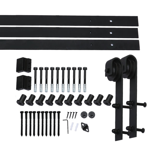 3.66M Antique Classic Style Double Sliding Barn Door Hardware Track Roller Kit