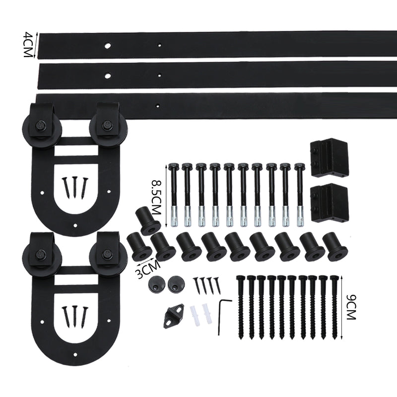 3.66M Antique Classic Style Single Sliding Barn Door Hardware Track Roller Kit