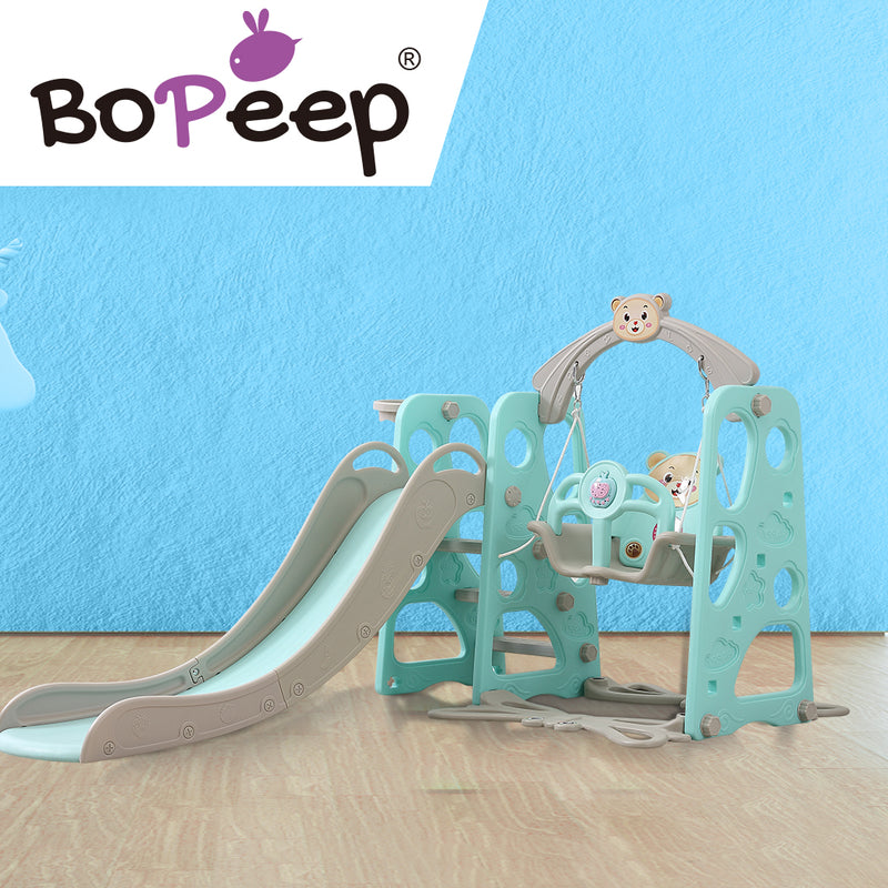 BoPeep Kids Slide Swing Basketball Ring Activity Center Toddlers Play Set Blue