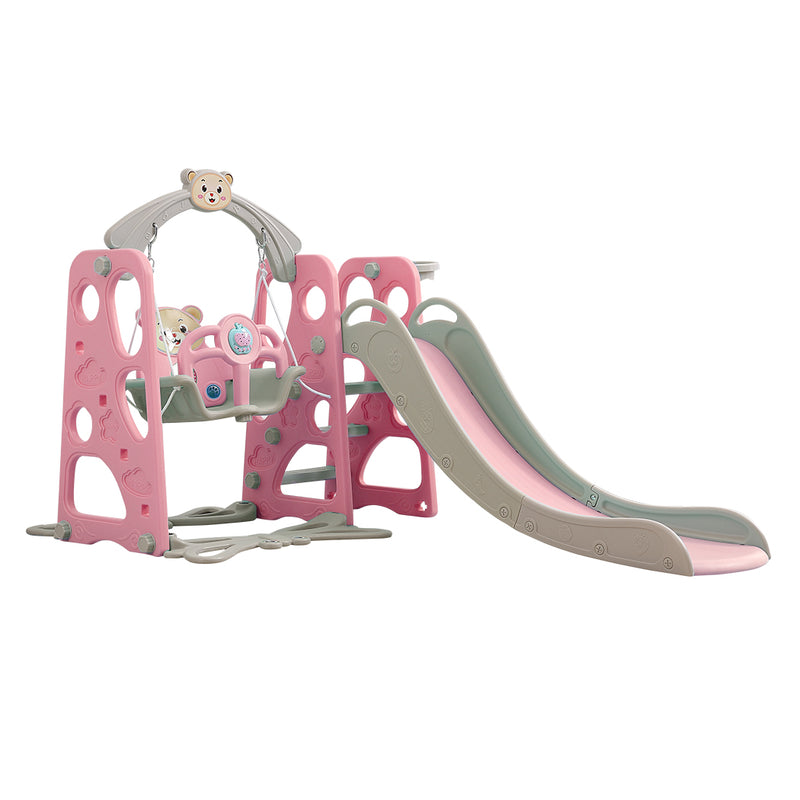 BoPeep Kids Slide Swing Basketball Ring Activity Center Toddlers Play Set Pink