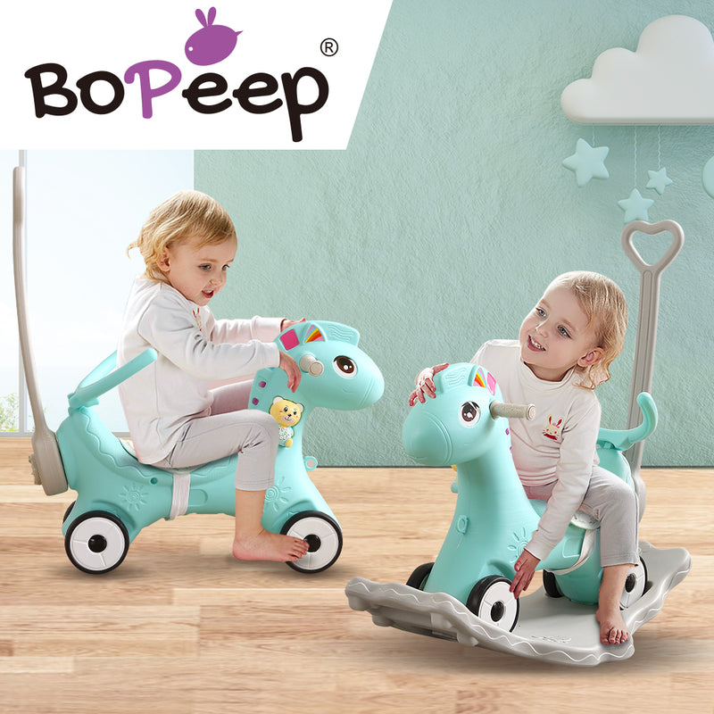 BoPeep Kids 4-in-1 Rocking Horse Toddler Baby Horses Ride On Toy Rocker Green