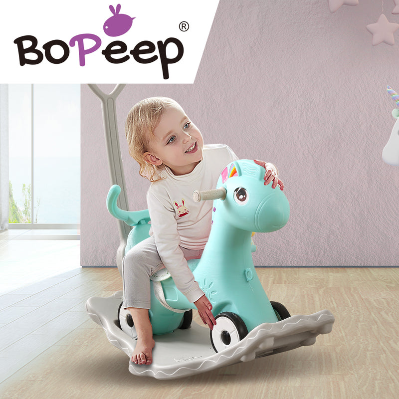 BoPeep Kids 4-in-1 Rocking Horse Toddler Baby Horses Ride On Toy Rocker Green