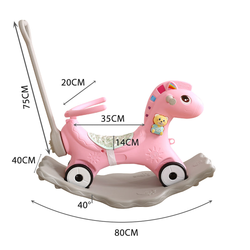 BoPeep Kids 4-in-1 Rocking Horse Toddler Baby Horses Ride On Toy Rocker Pink