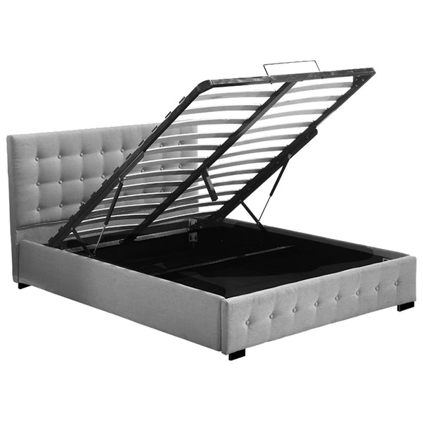 Levede Bed Frame Queen Size Mattress Platform Fabirc With Storage Gas Lift