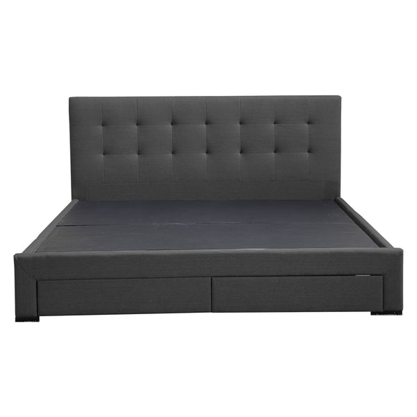 Levede Bed Frame Base With Storage Drawer Mattress Wooden Fabric Double Dark Grey