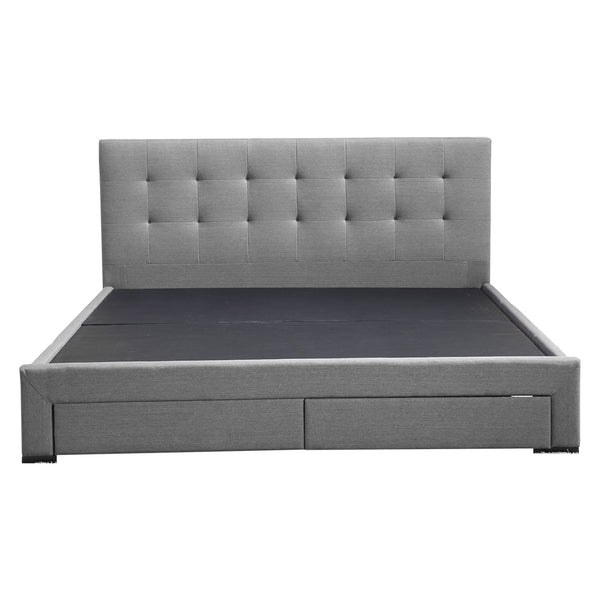 Levede Bed Frame Base With Storage Drawer Mattress Wooden Fabric Double Grey