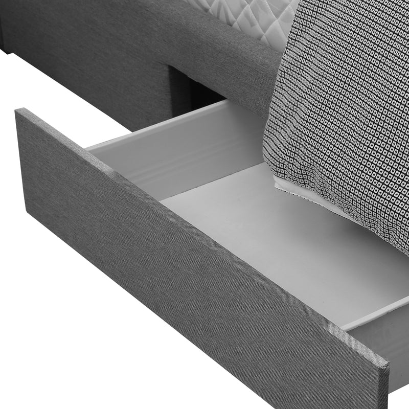 Levede Bed Frame Queen Fabric With Drawers Storage Wooden Mattress Grey