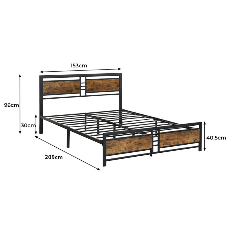 Levede Metal Bed Frame Queen Size Mattress Base Platform Wooden Headboard Black