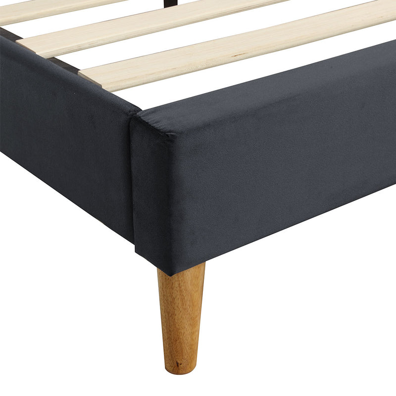 Levede Bed Frame Queen Size Mattress Base Platform Wooden Velevt Headboard Grey