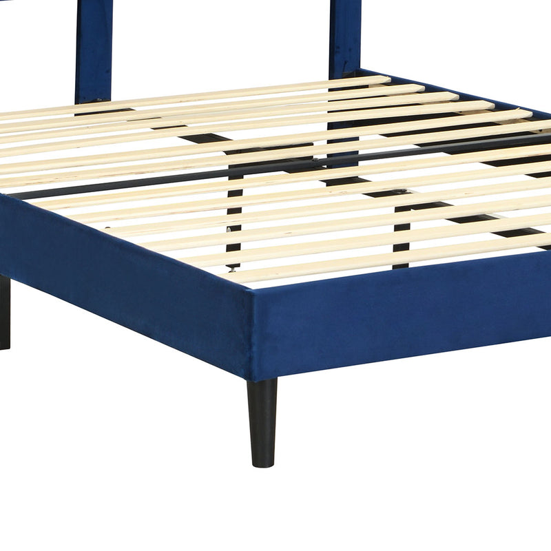 Levede Bed Frame Double Size Mattress Base Platform Wooden Velevt Headboard Blue