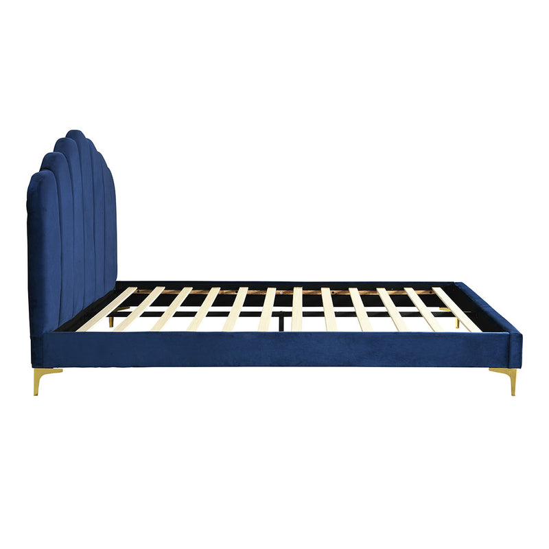 Levede Bed Frame Double Size Mattress Base Platform Wooden Velevt Headboard Blue