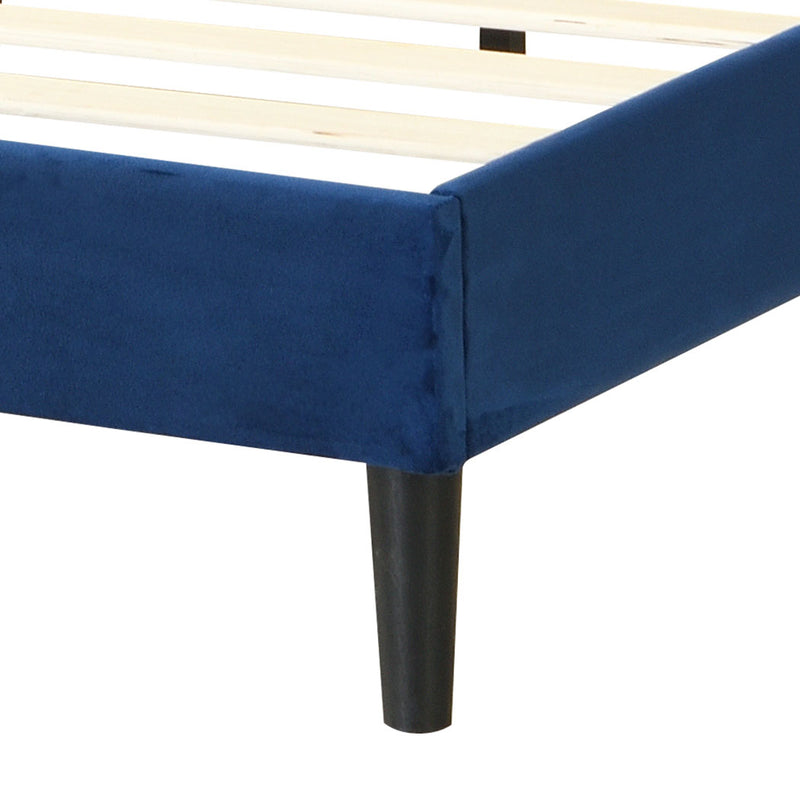 Levede Bed Frame Queen Size Mattress Base Platform Wooden Velevt Headboard Blue