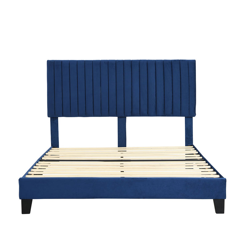 Levede Bed Frame Double Size Mattress Base Platform Wooden Velevt Headboard Blue