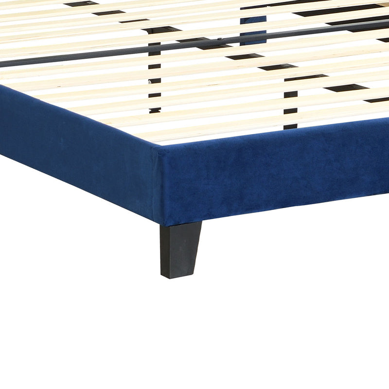 Levede Bed Frame Double Size Mattress Base Platform Wooden Velevt Headboard Blue