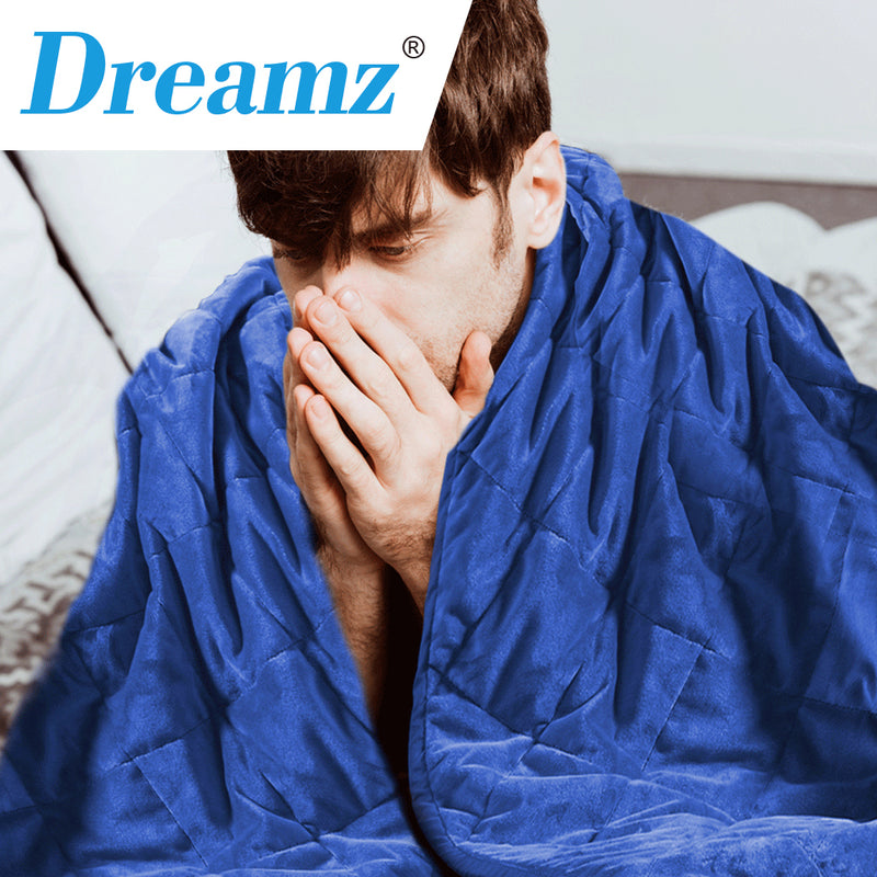 DreamZ 9KG Adults Size Anti Anxiety Weighted Blanket Gravity Blankets Royal Blue