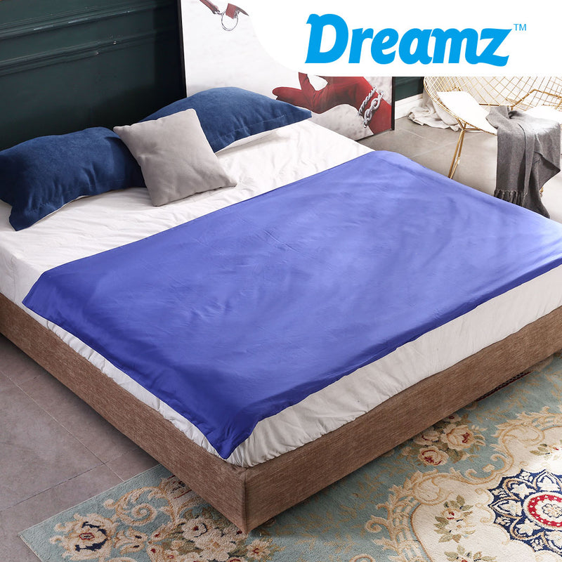 DreamZ 121x92cm Cotton Anti Anxiety Weighted Blanket Cover Protector Blue