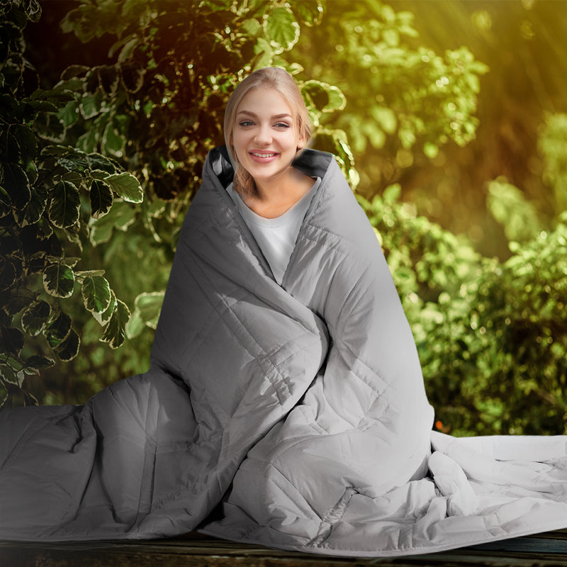 Dreamz Weighted Blanket Cotton Heavy Gravity Adults Deep Relax Relief 5KG Grey