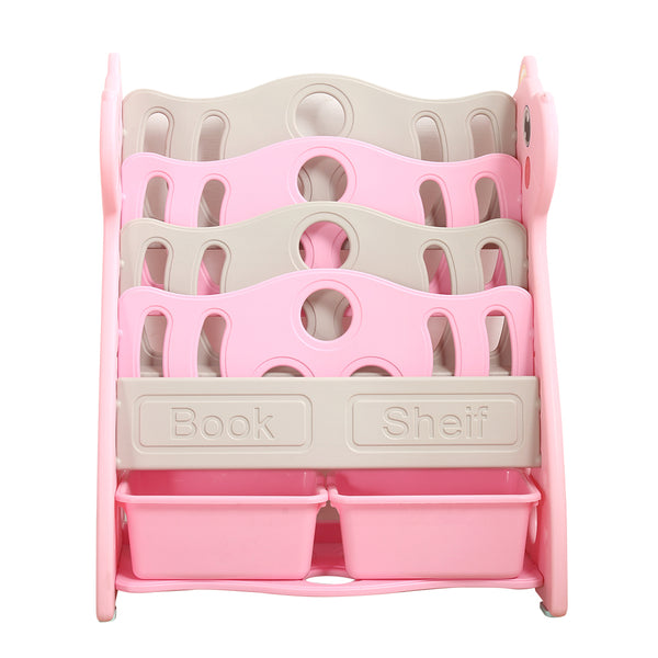 BoPeep Kids Bookshelf Bookcase Magazine Rack Organiser Shelf Children Pink