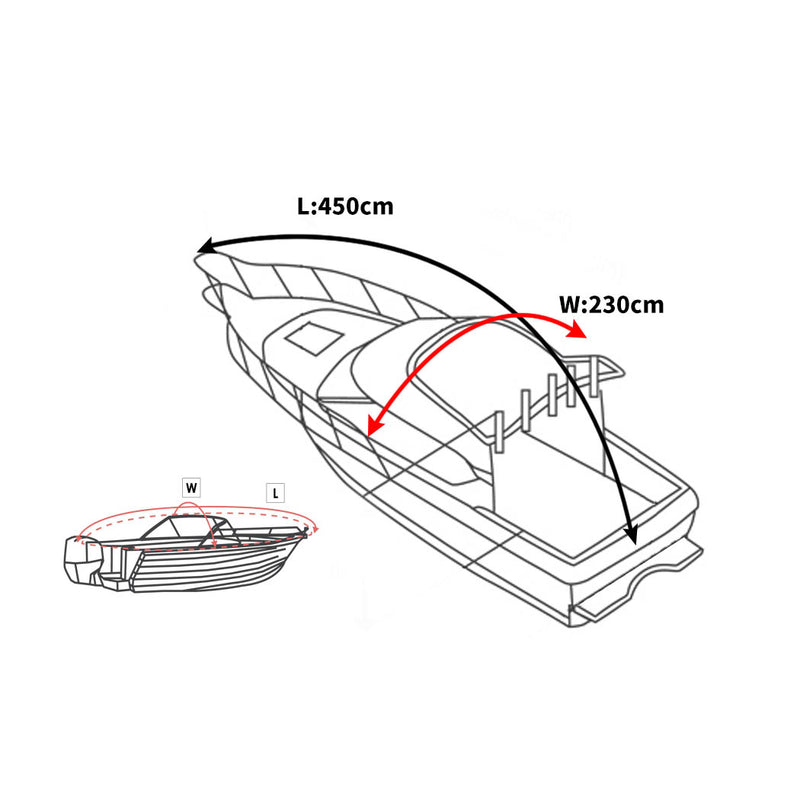 12-14 FT Boat Cover Trailerable Weatherproof 600D Jumbo Marine Heavy Duty