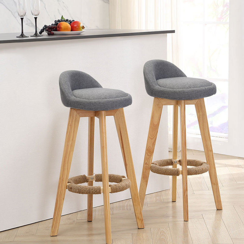 2x Levede Fabric Swivel Bar Stool Kitchen Stool Dining Chair Barstools Grey