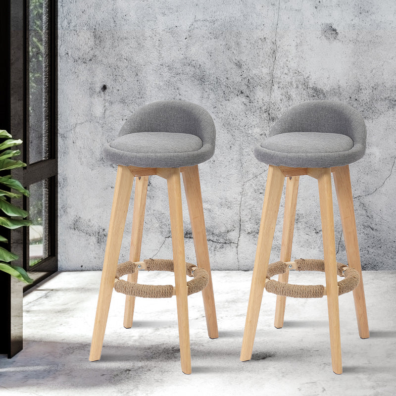 4x Levede Fabric Swivel Bar Stool Kitchen Stool Dining Chair Barstools Grey