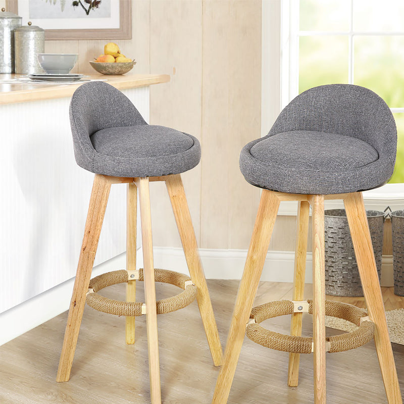 4x Levede Fabric Swivel Bar Stool Kitchen Stool Dining Chair Barstools Grey