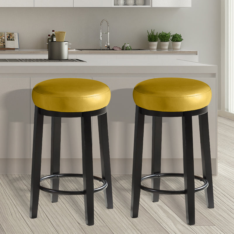 2x Levede 75cm Swivel Bar Stool Kitchen Stool Wood Barstool Dining Chair Citrine