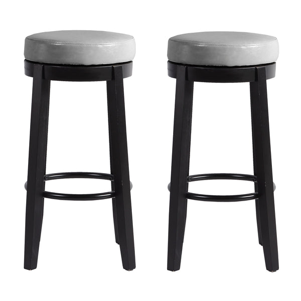 2x Levede 75cm Swivel Bar Stool Kitchen Stool Wood Barstools Dining Chair Grey