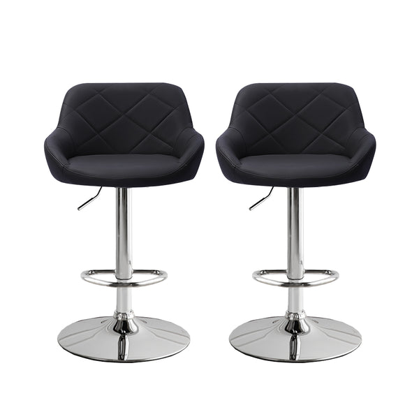 Levede 2x Bar Stools Kitchen Barstools PU Leather Chairs Gas Lift Swivel Black