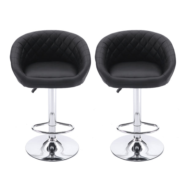 2x Bar Stools Stool Kitchen Chairs Swivel PU Leather Metal Furniture Black