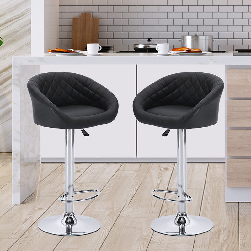 2x Bar Stools Stool Kitchen Chairs Swivel PU Leather Metal Furniture Black