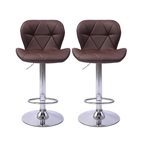 2x Bar Stools Stool Swivel Gas Lift Kitchen Leather Chair Chairs Metal Barstools