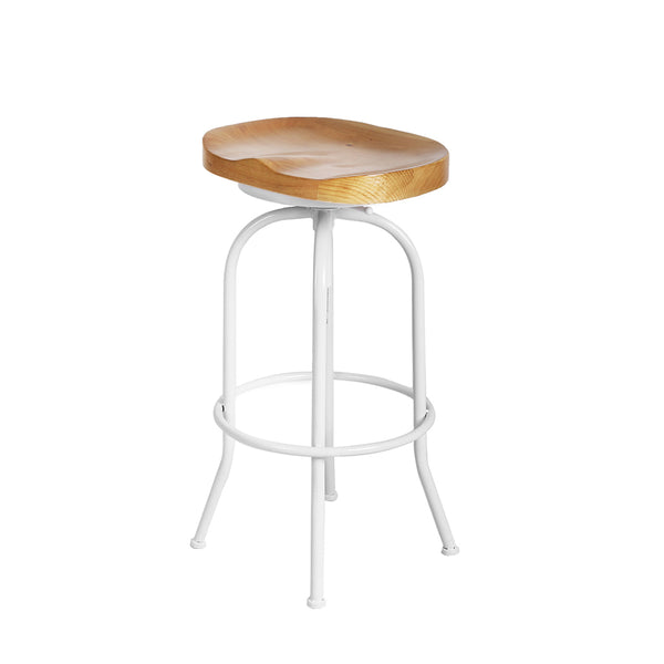 Levede Industrial Bar Stools Kitchen Stool Wooden Barstools Swivel Chair White