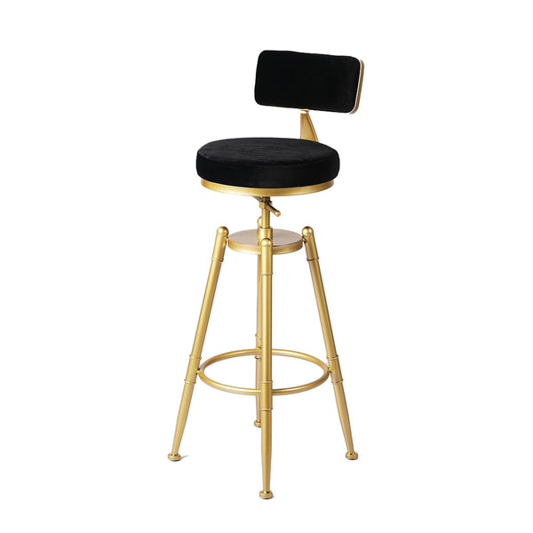 Levede Bar Stools Kitchen Stool Chair Swivel Barstools Velvet Padded Seat Black