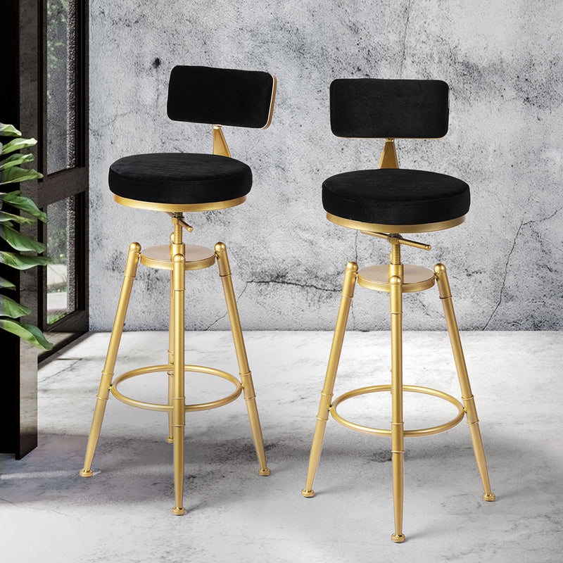 Levede Bar Stools Kitchen Stool Chair Swivel Barstools Velvet Padded Seat Black