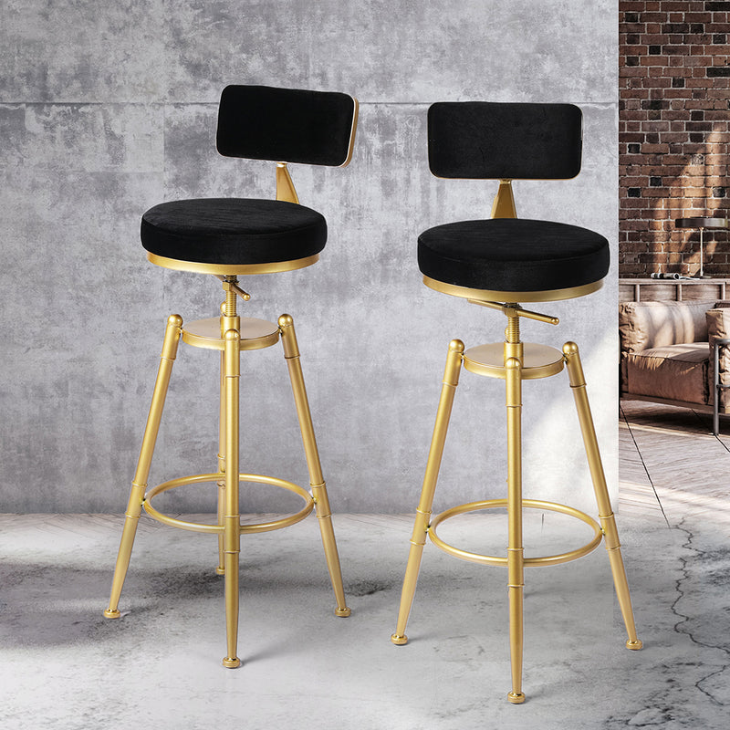 Levede Bar Stools Kitchen Stool Chair Swivel Barstools Velvet Padded Seat Black