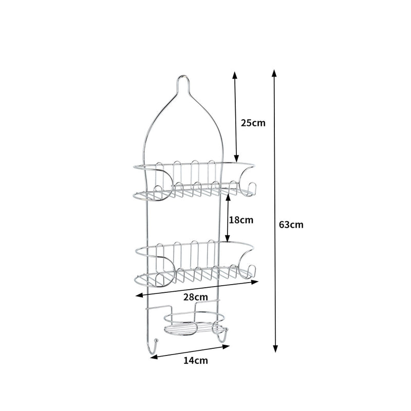 Bathroom Shower Caddy Organiser Bath Shelf Shelves Storage Rack Hang Hook 3-Tier