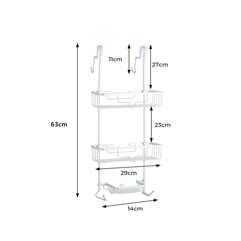 Bathroom Shower Caddy Organiser Aluminum Bath Shelf Shelves Storage Rack 3-Tier