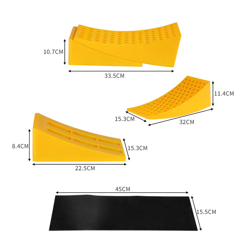 Caravan Levelling Ramps Wheel Chocks Kit RV Trailer Withstand 13600KG Skid Pad