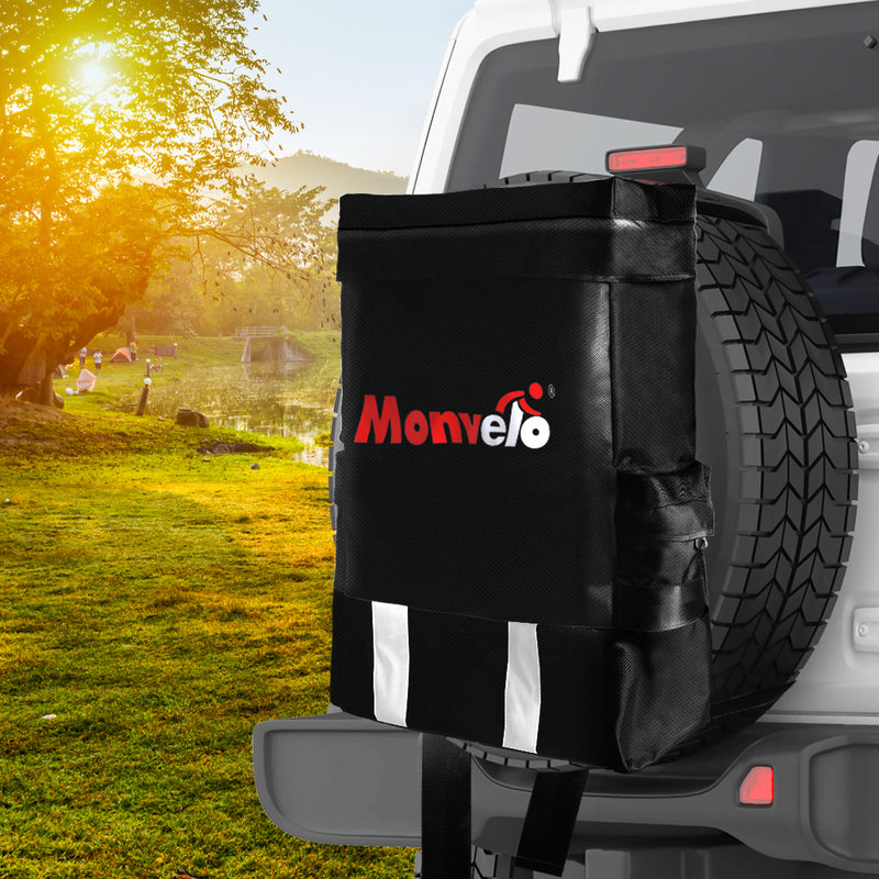 Monvelo Spare Wheel Bag Recovery Accessory Trash Storage Bin 60L Rear Snatch BK