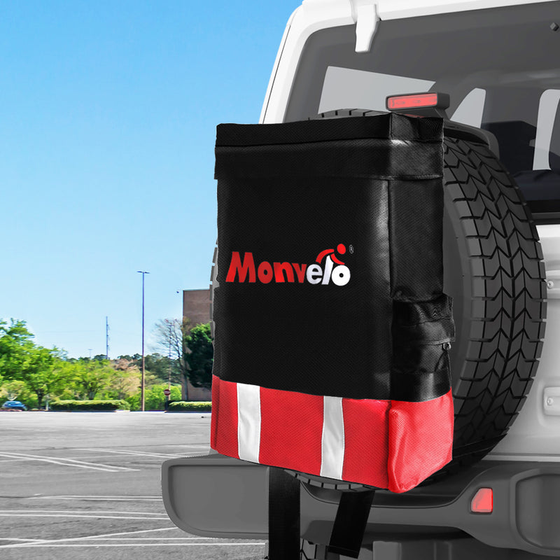 Monvelo Spare Wheel Bin Accessory Storage Bag 60L Recovery Tote Rear Snatch Red