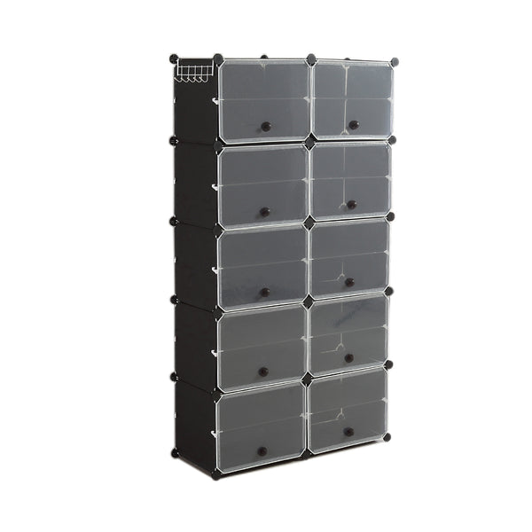 Cube Cabinet DIY Shoe Storage Cabinet Organiser Rack Shelf Stackable 10 Tier