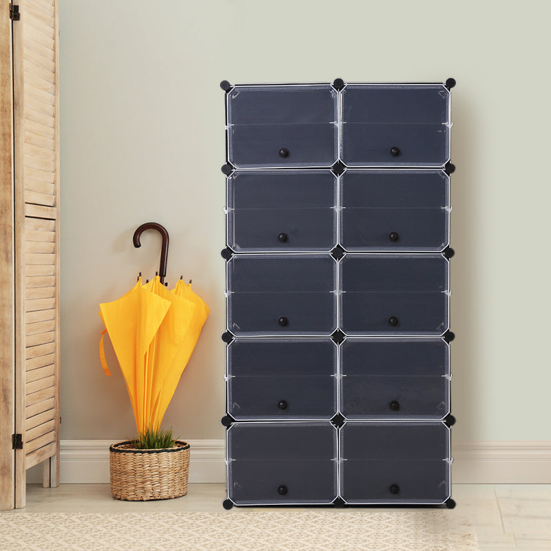 Cube Cabinet DIY Shoe Storage Cabinet Organiser Rack Shelf Stackable 10 Tier