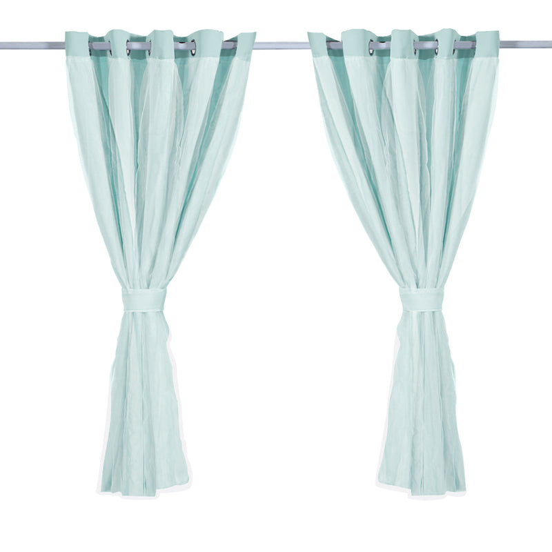 2x Blockout Curtains Panels 3 Layers with Gauze Room Darkening 180x213cm Aqua